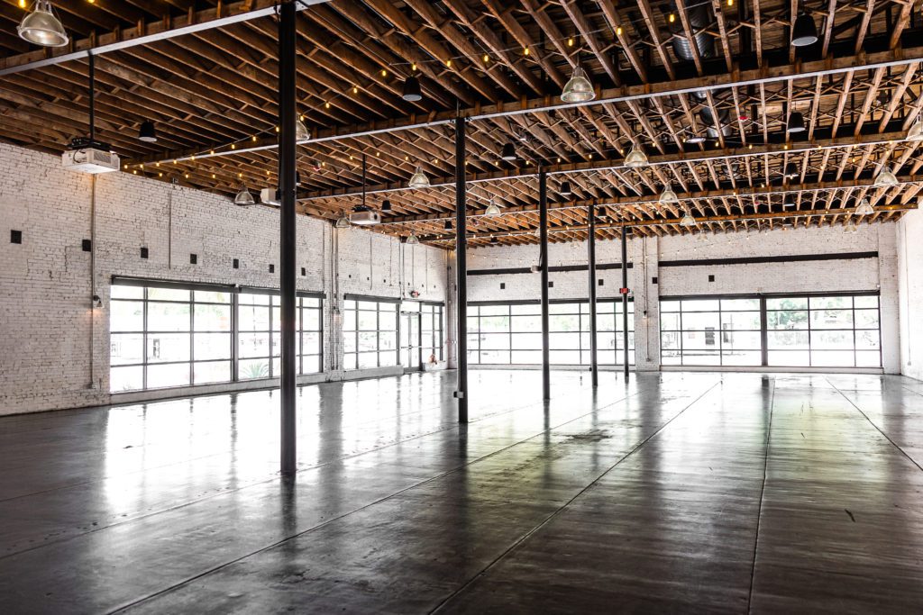 Wide view of the grand room of Haus 820 venue space