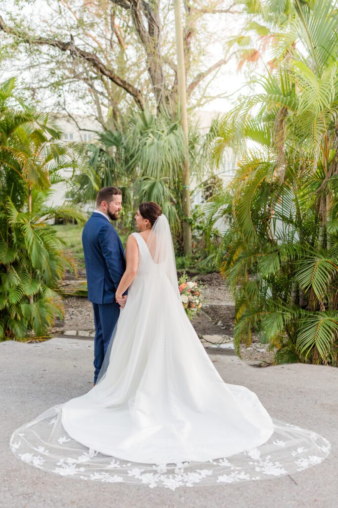 Epicurean Hotel Tampa Florida wedding photography bride and groom palms trees